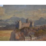 20th Century British School, watercolour, Harlech Castle, Wales, framed, and under glass,