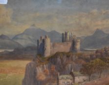 20th Century British School, watercolour, Harlech Castle, Wales, framed, and under glass,
