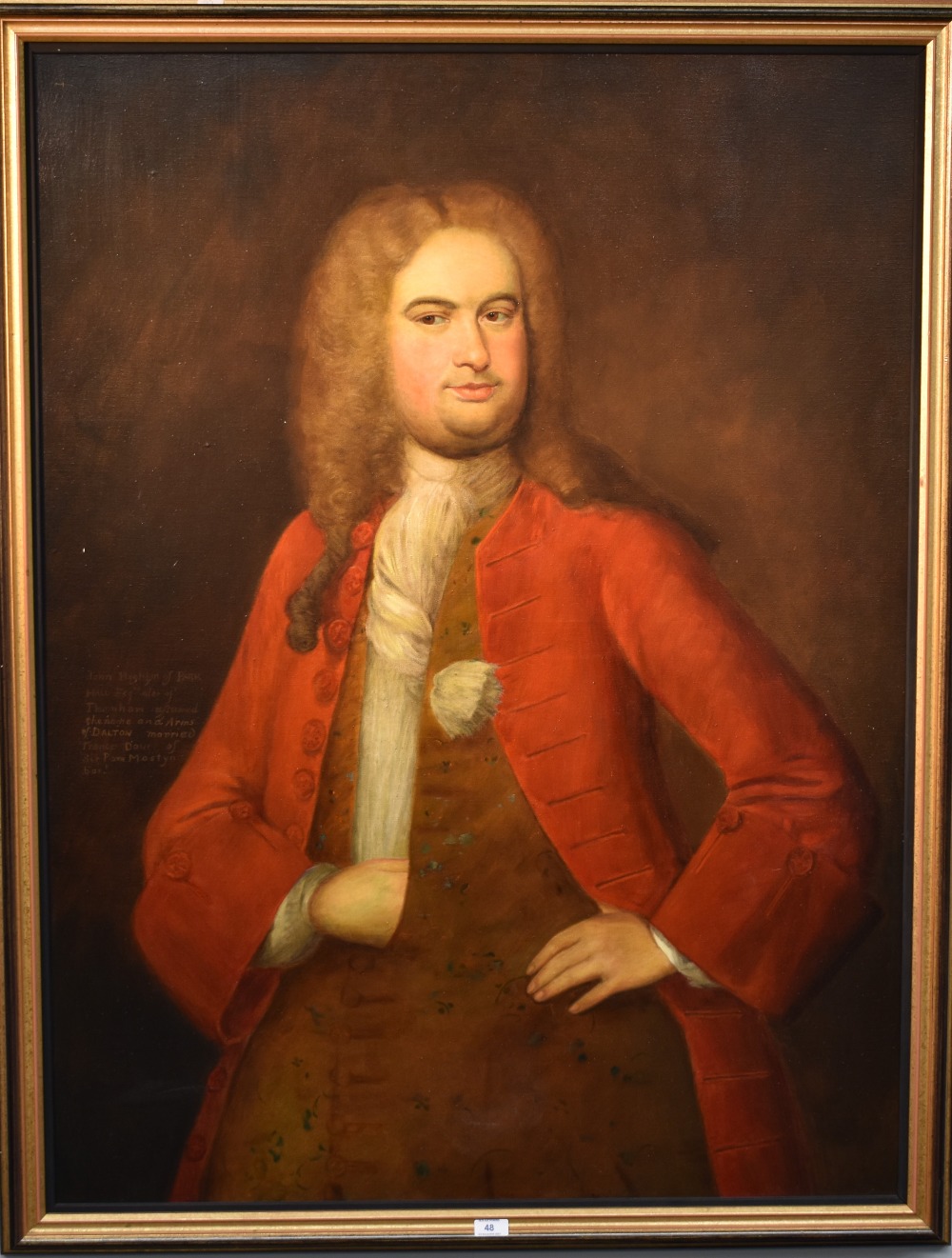 20th Century British School, oil on canvas, Portrait of John Hoghton of Park Hall Esq., after the - Image 2 of 3