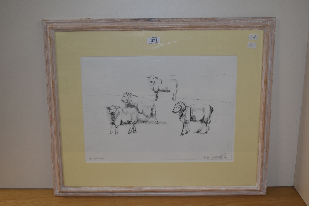 Dido Crosby MRSS (b.1961, British), pencil on paper, '4 Sheep Romney', signed and dated '7.9.01' - Image 2 of 4