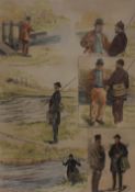 After P.Naumann (20th Century) and others, coloured prints, Three angling illustrations entitled '
