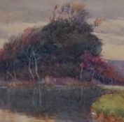 Samuel John Lamorna Birch (1869-1955, British), watercolour, A tranquil lake side, signed and