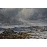 James Ingham Riley (20th Century), watercolour, 'On Buckden Pike', The Yorkshire Dales, a winter