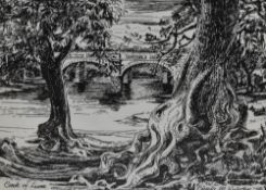 *Local Interest - Sheila M. Webster (20th Century), pen and ink, 'Crook of Lune', Lancashire,