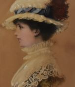 After Edgar Wilkins Hanley (1855-1886, British), coloured print, Portrait of Dorothea, framed,