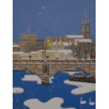 *Local Interest - After Chas Jacobs (b.1957, British), coloured print, 'Snow Scene I', signed in