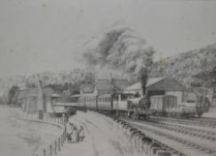 After John S. Gibb (b.1939, British), print, Two locomotive prints of pencil sketches entitled '