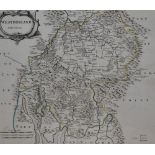 After Robert Morden (1650-1703), hand coloured map of Westmorland (from Camden's Britannica), framed