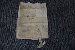 Manuscript. Indenture. Dated 1682 (Charles II). Single folded sheet. With remains of original wax