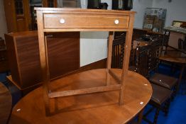 A vintage oak side table with frieze drawer , dimensions approx W65 H76 D39cm