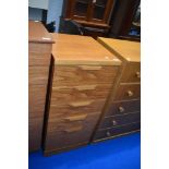 A vintage bedroom chest of five drawers, dimensions approx W45 D50 H100cm