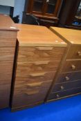 A vintage bedroom chest of five drawers, dimensions approx W45 D50 H100cm