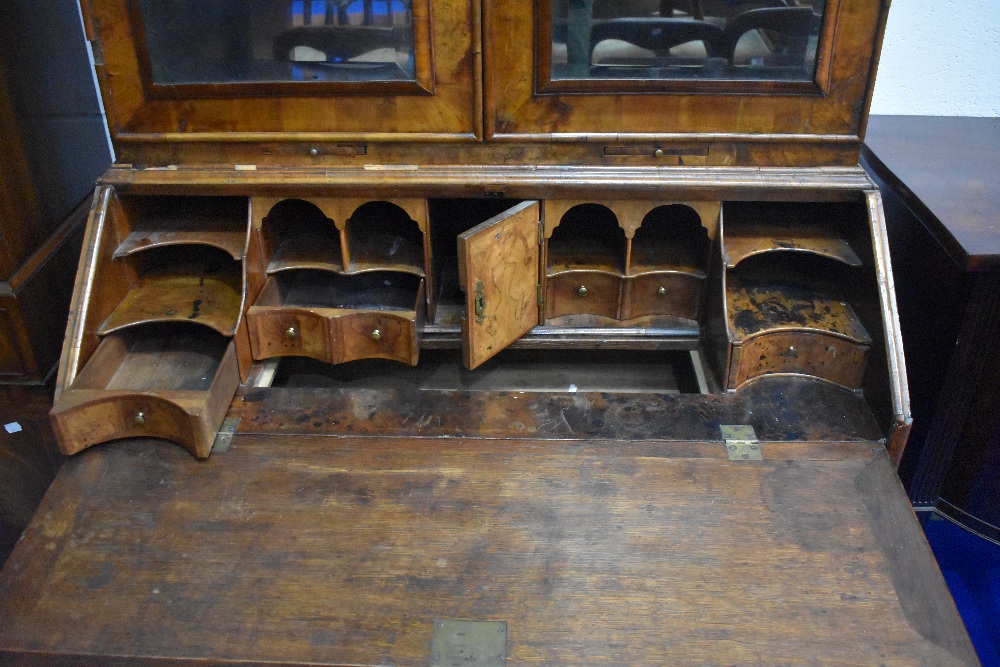 A fine Queen Anne walnut bureau , having double arch topped, Italian style mirrored panels to doors, - Image 7 of 19