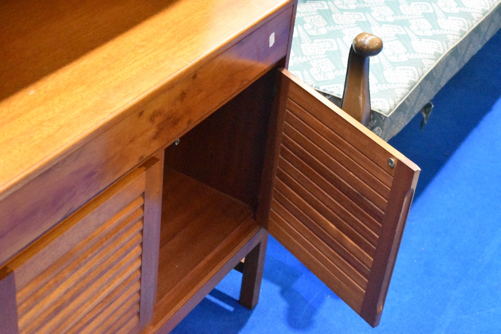 A vintage teak side unit , labelled for McIntosh , having cocktail and open shelves to top and - Image 2 of 2