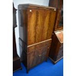 A vintage walnut cocktail cabinet , approx dimensions H153, D43, W69cm