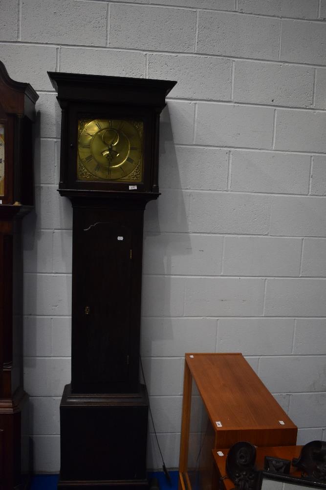 An 18th Century and later longcase clock having 30hr movement with brass dial, named for