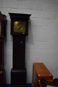 An 18th Century and later longcase clock having 30hr movement with brass dial, named for