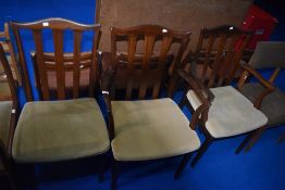 Three (two plus one) vintage designer dining chairs, labelled G plan and a further signle vintage