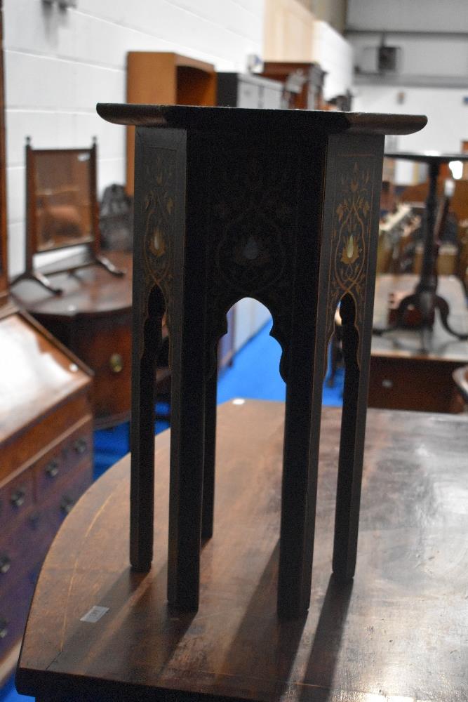 A 19th Century occasoinal table/plant stand in the Art Nouveau style with mother of pearl and - Image 2 of 2