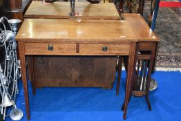 A reproduction side table or desk , having inlaid decoration, stamped to drawer, Bryan and Walsh