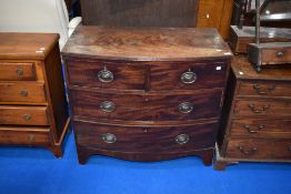 A Regency revival mahogany bow fronted chest, width approx 91cm