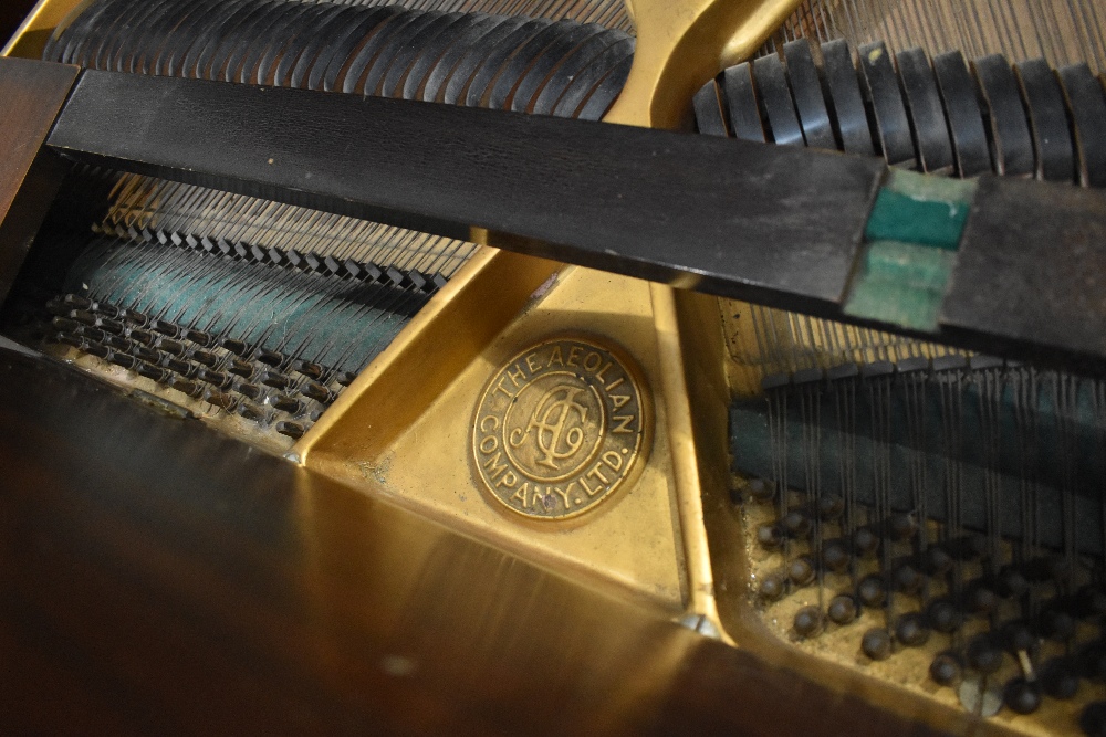 An early 20th Century mahogany cased baby grand piano by Steck having metal overstrung frame, - Image 4 of 5