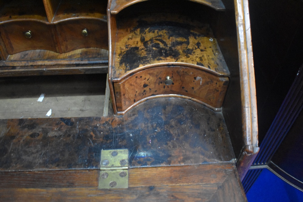 A fine Queen Anne walnut bureau , having double arch topped, Italian style mirrored panels to doors, - Image 9 of 19