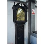 A period oak cased long cased clock , heavily carved case depicting George and Dragon, with 8 day