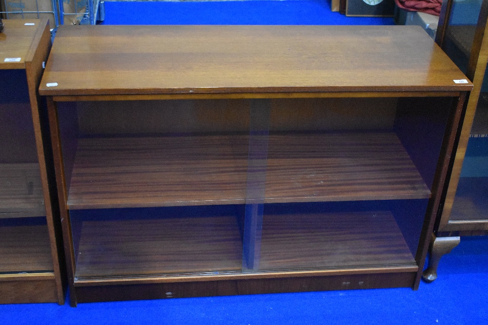 A vintage teak effect low bookcase, width approx 110cm (H72, D43) - Image 2 of 2