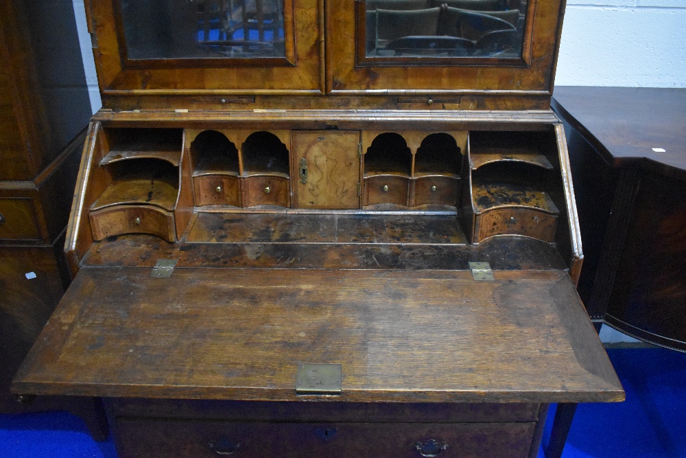 A fine Queen Anne walnut bureau , having double arch topped, Italian style mirrored panels to doors, - Image 6 of 19