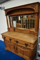 A Victorian golden oak mirror back sideboard, dimensions approx. H195, W153, D60cm