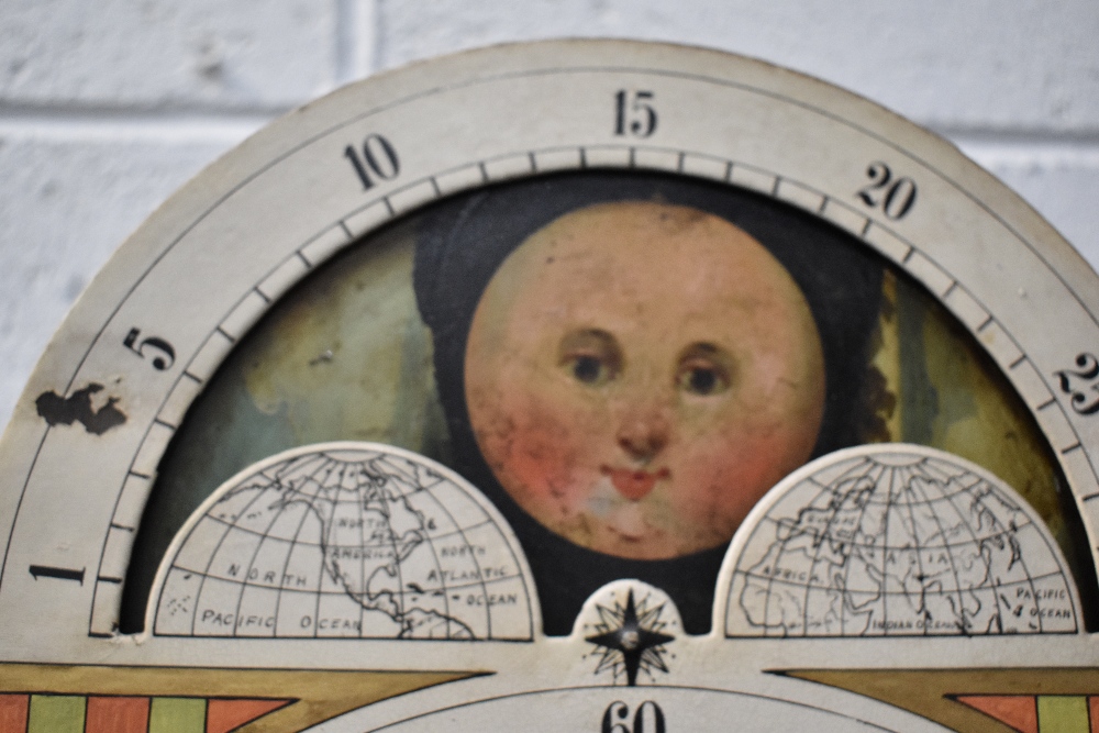 A 19th Century oak longcase clock having mahogany cross banding, with 8 day movement and painted - Image 8 of 9