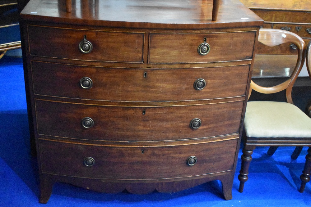 A 19th Century mahogany bow fronted chest of two over three drawers