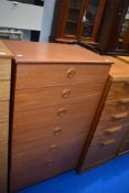 A vintage bedroom chest of six long drawers, in the Schreiber style, height approx 108cm, width