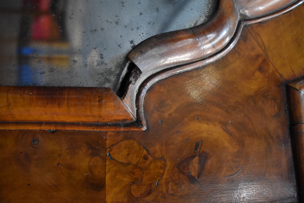 A fine Queen Anne walnut bureau , having double arch topped, Italian style mirrored panels to doors, - Image 15 of 19