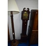 A traditional mahogany longcase clock of small proportions having brass dial , height approx 154cm