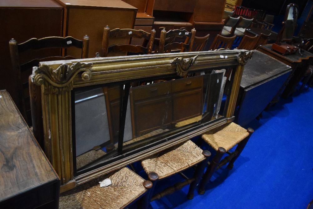 A gilt frame over mantel mirror (af) mirrors loose and damaged
