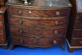 A Regency revival mahogany bow fronted chest of four long drawers , dimensions approx. W101 H87