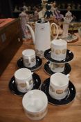 A mid-20th Century Queen Anne bone china coffee set, with gilt design, and comprising coffee pot,