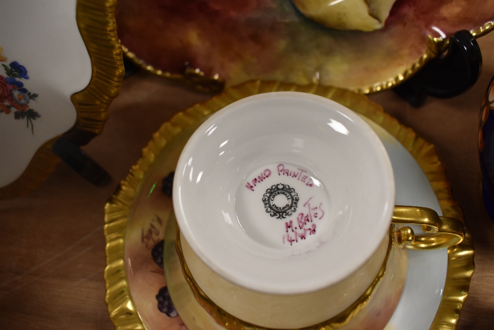 A selection of Caverswall bone china, including hand painted Royal Worcester style plate, cup and - Image 3 of 3