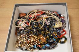 A collection of coloured bead jewellery