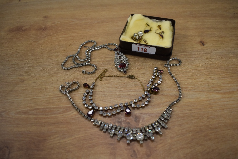 Three 1930s paste necklaces and three pairs of earrings. - Image 2 of 3