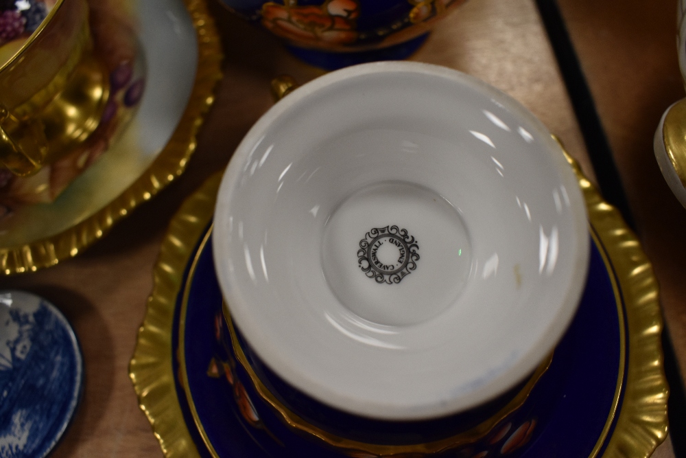 A selection of Caverswall bone china, including hand painted Royal Worcester style plate, cup and - Image 2 of 3