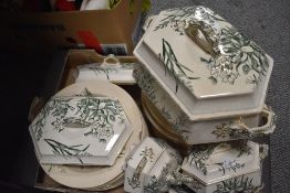 A selection of Victorian table ware, marked to underside ' C & H Amazon Tunstall' including tureens,