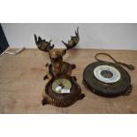 A plastic moose head barometer, measuring 48cm tall