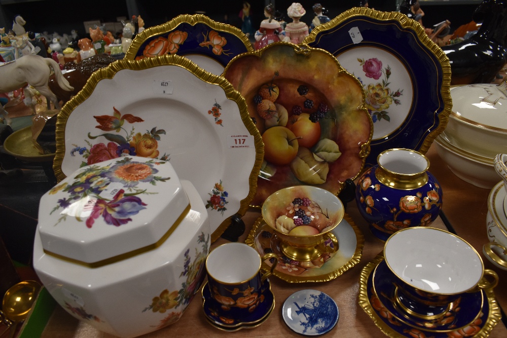 A selection of Caverswall bone china, including hand painted Royal Worcester style plate, cup and