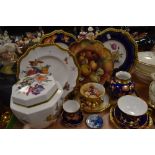 A selection of Caverswall bone china, including hand painted Royal Worcester style plate, cup and