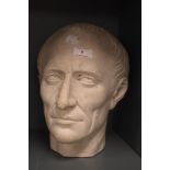An early 20th Century hollow cast plaster wall mask, depicting Julius Caesar, signed D.Brucciani &