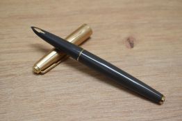 A Parker 61 capillary fill fountain pen in grey with a rolled gold cap