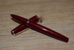 A Parker 17 Lady aero fill fountain pen in burgundy with narrow band to the base of the cap